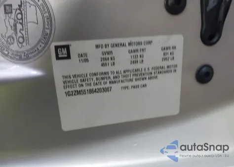 2006 Pontiac G6 Gtp from USA, damaged, VIN 1G2ZM551864203007